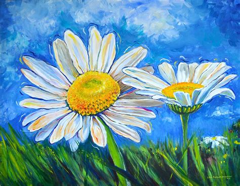 Daisy painting, Spring painting, Flower painting