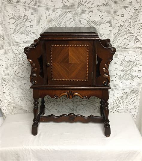 Early 1900's Wooden Cigar Humidor Cabinet, Copper Lined Smoking Stand ...