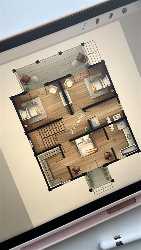 Interior render | 2D floor plan | 2nd floor | Interior architecture drawing, Interior design ...