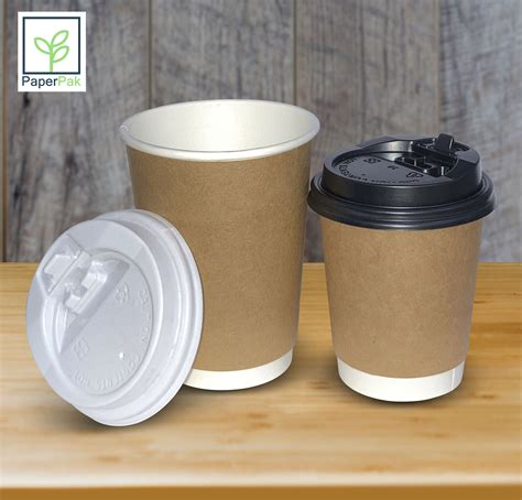 PaperPak 50 sets Double Wall Hot Paper Cup with Lid 8oz 12oz | Lazada PH