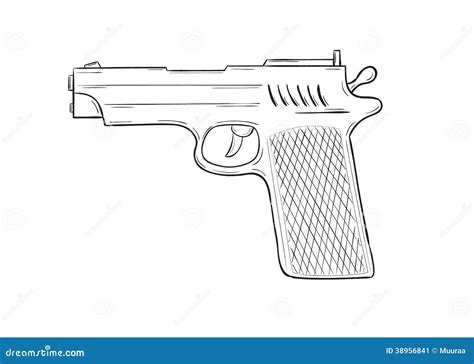 Sketch of the gun stock vector. Illustration of drawn - 38956841