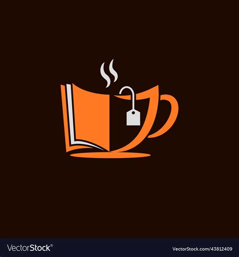 Coffee book cafe library tea cup shop logo Vector Image