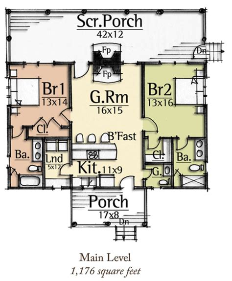 House Plan 8504-00082 - Mountain Plan: 1,176 Square Feet, 2 Bedrooms, 2.5 Bathrooms | Guest ...