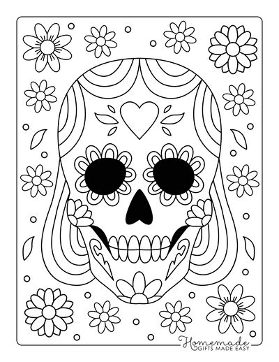 Day Of The Dead Sugar Skull Coloring Pages