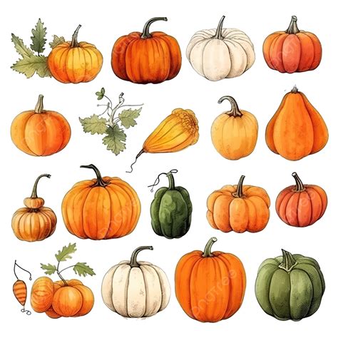 Pumpkin Varieties With Decoration For Halloween Hand Drawn Pumpkins With Titles, Pumpkin ...