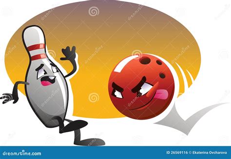 Cartoon Bowling Characters Run With Color Background. Royalty Free ...