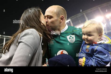 Ireland's captain Rory Best celebrates with his wife Jodie and son Ben ...