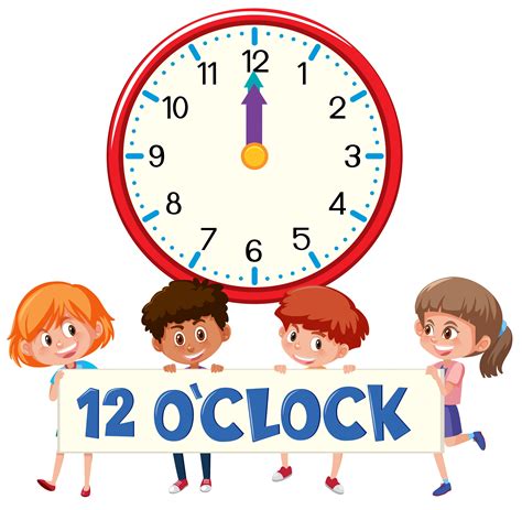 Children and time 12 o'clock 695028 Vector Art at Vecteezy