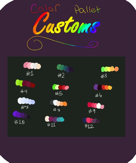 Color pallet customs CHEAP!!OPEN 9/12 by davekatPrince on DeviantArt