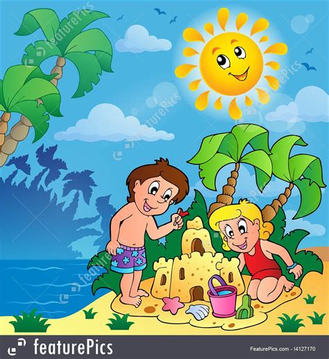 Summer Season Images For Children Summer Theme With Children Playing Illustration - Great ...