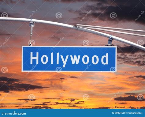 Hollywood Blvd Overhead Street Sign with Sunset Sky Stock Photo - Image ...