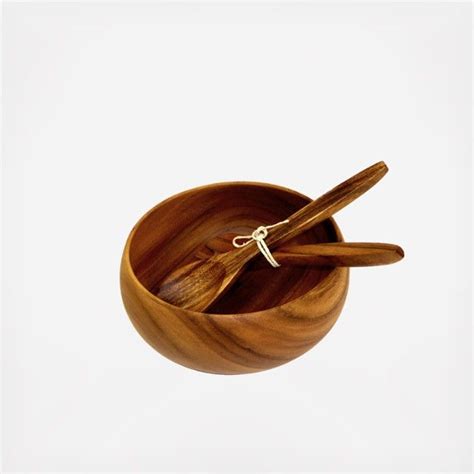 Calabash Bowl with Salad Servers by Acaciaware on Zola | Calabash, Acacia wood bowl, Bowl