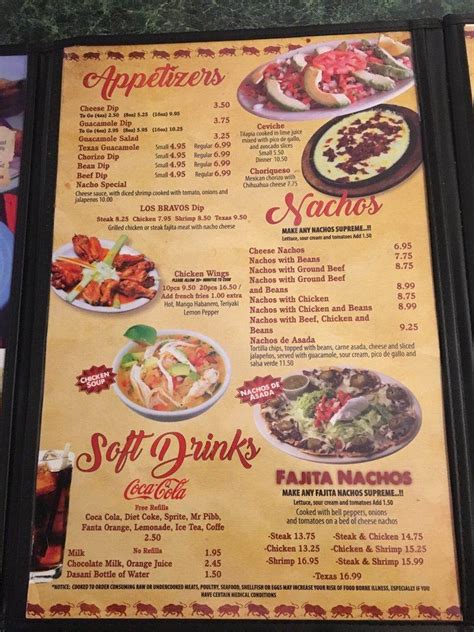 Menu at Los Bravos Mexican Restaurant, Conyers, Salem Rd SE #2097