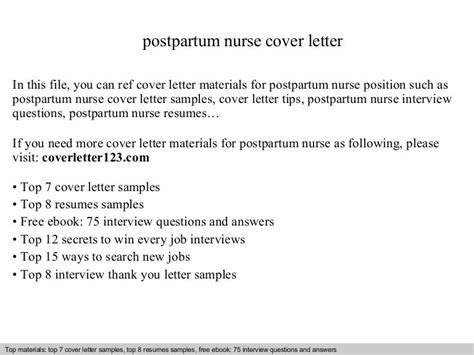 Postpartum nurse cover letter