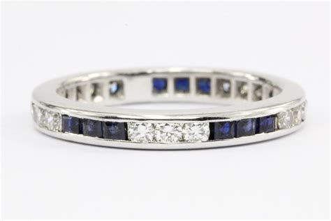 Platinum Diamond & Sapphire 1 CTW Eternity Band Size 6.75 — Queen May