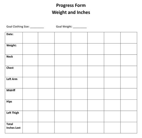 Printable Weight Chart