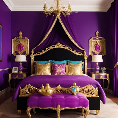 Purple bedroom, Digital art by me | Gold bedroom, Awesome bedrooms ...