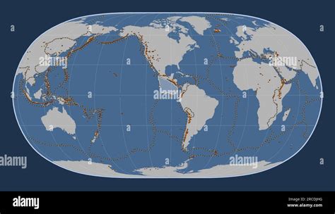 Shape of the Cocos tectonic plate on the solid contour map in the Natural Earth II projection ...