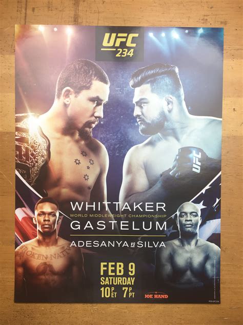 UFC 234 2019 Poster Whittaker vs Gastelum & Adesanya vs Silva – Sold Out Posters