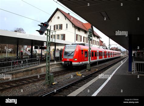 Railway station with Fast-Train, Stuttgart-Vaihingen, Germany, Dec. 25, 2009 Stock Photo - Alamy