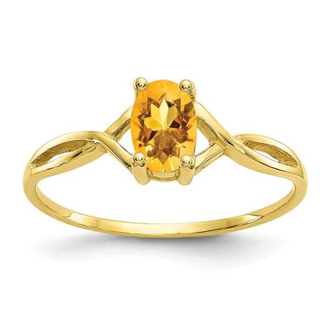 14k or 10k Yellow Gold Oval Genuine Citrine November Petite Birthstone Ring - Sparkle & Jade ...