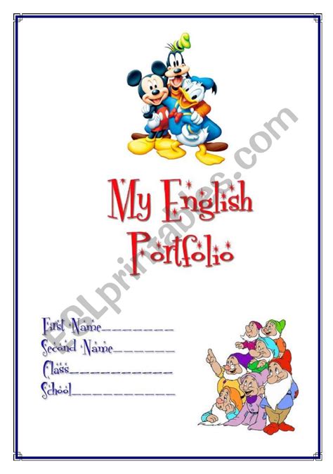 My English Portfolio 1 (cover) - ESL worksheet by Makol