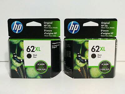 2X New Genuine HP 62XL 62 XL Black BLK Ink Cartridge Exp 5/22 | eBay