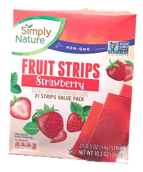 Simply Nature Non GMO Fruit Strips - Strawberry - Walmart.com