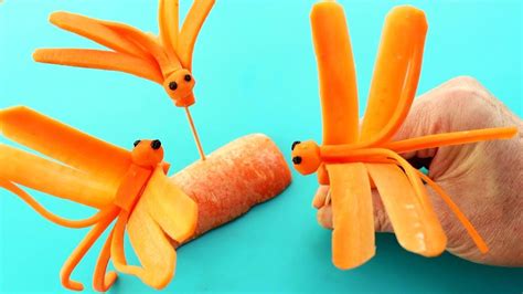 Handmade Carrot Dragonfly | Vegetable Carving Garnish | Food Decoration ...