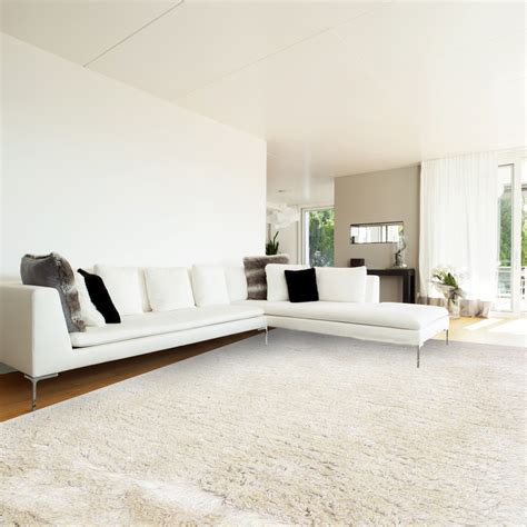 Modern Fluffy Microfiber Shaggy Rugs Off White Color - Carpet Live