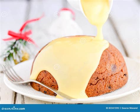 Christmas Pudding with Custard Stock Image - Image of baked, aussie ...