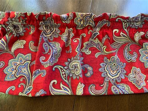 Waverly Red Paisley Valance with Blue Purple Greens Black. | Etsy