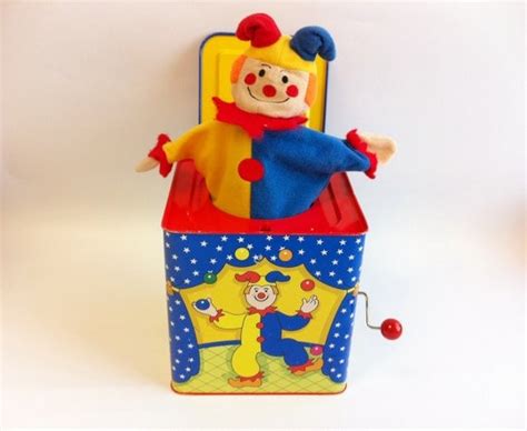 Vintage Jack in the Box. Schylling tin toy. Red by AllisonKapner