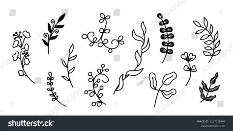 Large Set Various Twigs Clip Art Stock Vector (Royalty Free) 2197019293 ...