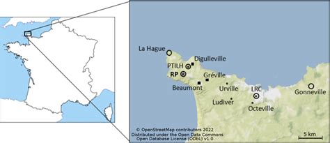 Location of North-Cotentin peninsula (left panel) and map of the... | Download Scientific Diagram