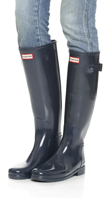 Hunter Original Refined Gloss Boots in Blue | Lyst