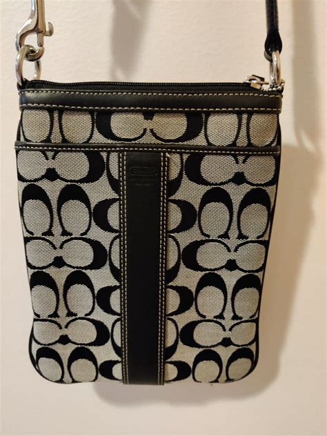 Coach Black Canvas Monogram Logo Signature Crossbody … - Gem