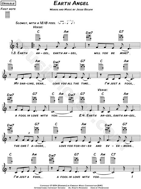 The Penguins "Earth Angel" Sheet Music (Leadsheet) in C Major ...