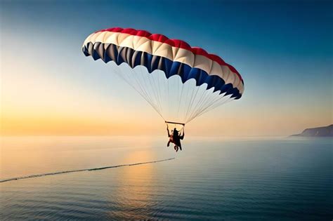 Premium AI Image | A paraglider is flying in the sky with a man on it