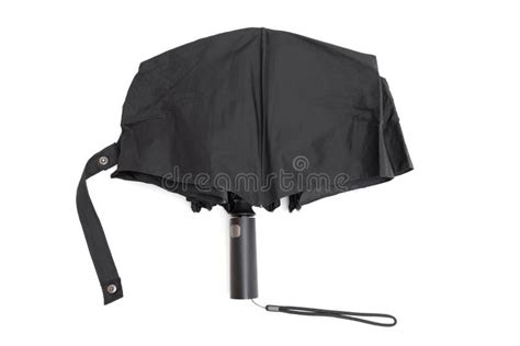 Black Rain Umbrella Isolated on White Stock Photo - Image of cloth ...