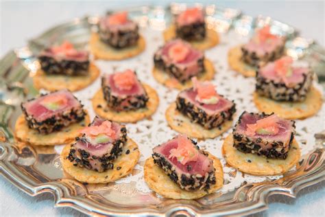 Sesame-Encrusted Tuna Canapes - Catering by Debbi Covington - Beaufort, SC | Canapes catering ...