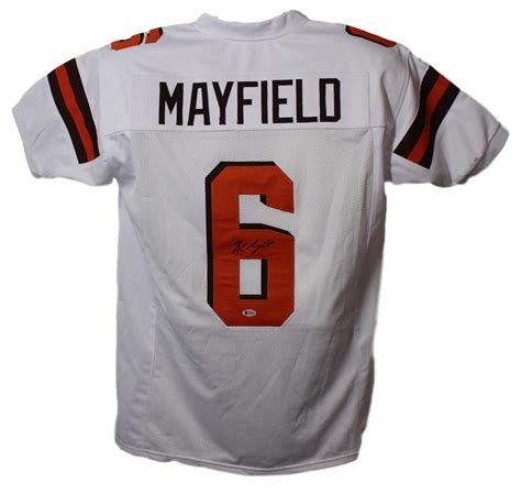 Baker Mayfield Autographed/Signed Pro Style White XL Jersey BAS 22899 ...