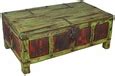 Painted Wood Trunk Coffee Table - Distressed Green & Yellow