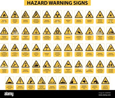 set of hazard warning signs on white background Stock Vector Image & Art - Alamy