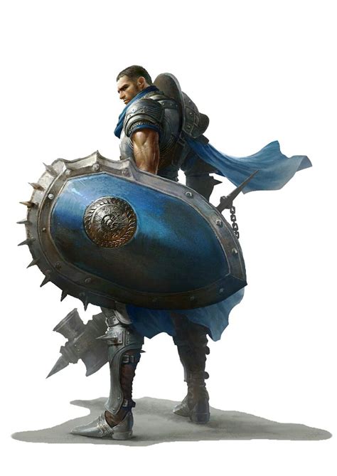 Human Fighter Warhammer + Big Shield - Pathfinder PFRPG DND D&D d20 fantasy | Fantasy character ...