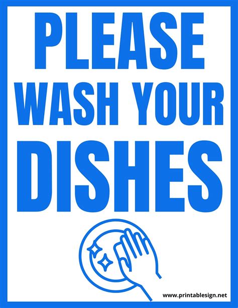 Printable Wash Your Dishes Sign