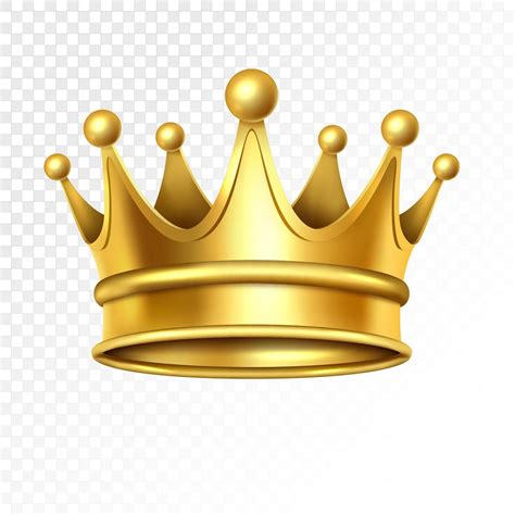 Realistic Golden Crown, isolated on a transparent background. Vector Illustration Crown ...