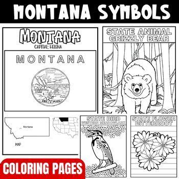 Montana State Symbols Coloring Page | Flag - Map - State Flower,Bird ...