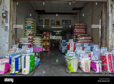 A well stocked rice shop offering many different varieties. In Hat Yai ...