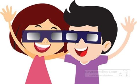 Space Clipart-students wearing safety solar glasses to view the eclipse